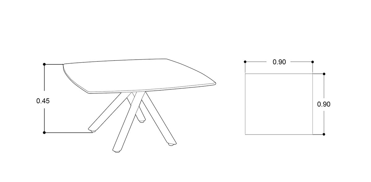 Mesa de Centro 90 X 90 Cm Cuadrada Genova Vidrio