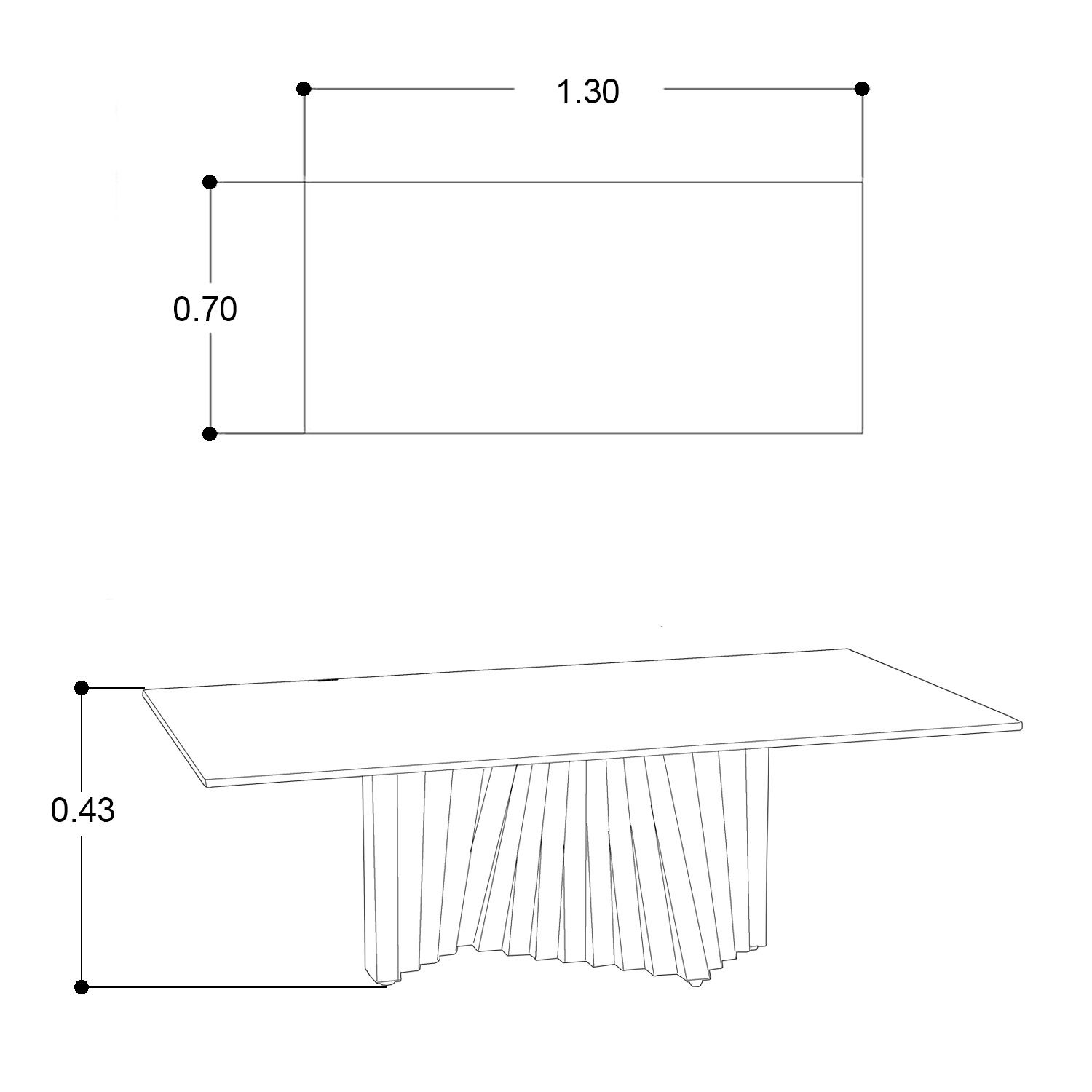 Mesa de Centro 130 X 70 Cm Rectangular Luna Vidrio