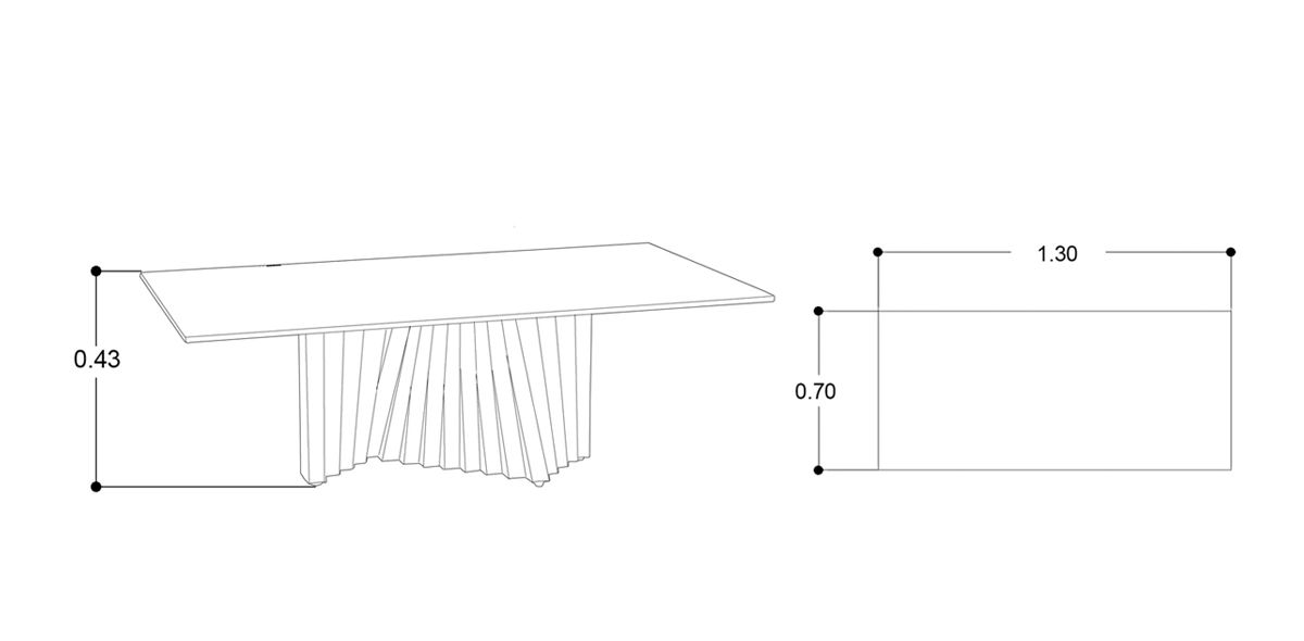 Mesa de Centro 130 X 70 Cm Rectangular Luna Vidrio