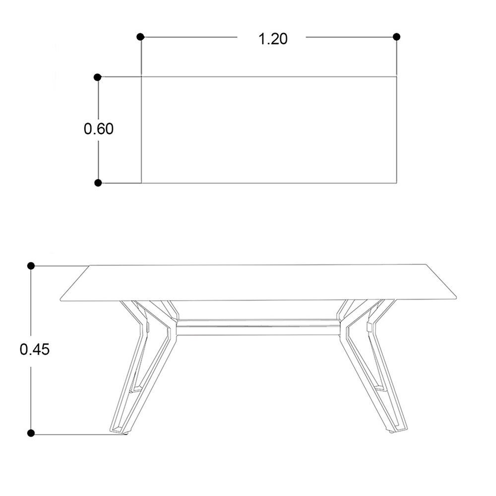 Mesa de Centro 120 X 60 Cm Rectangular Polonia Vidrio