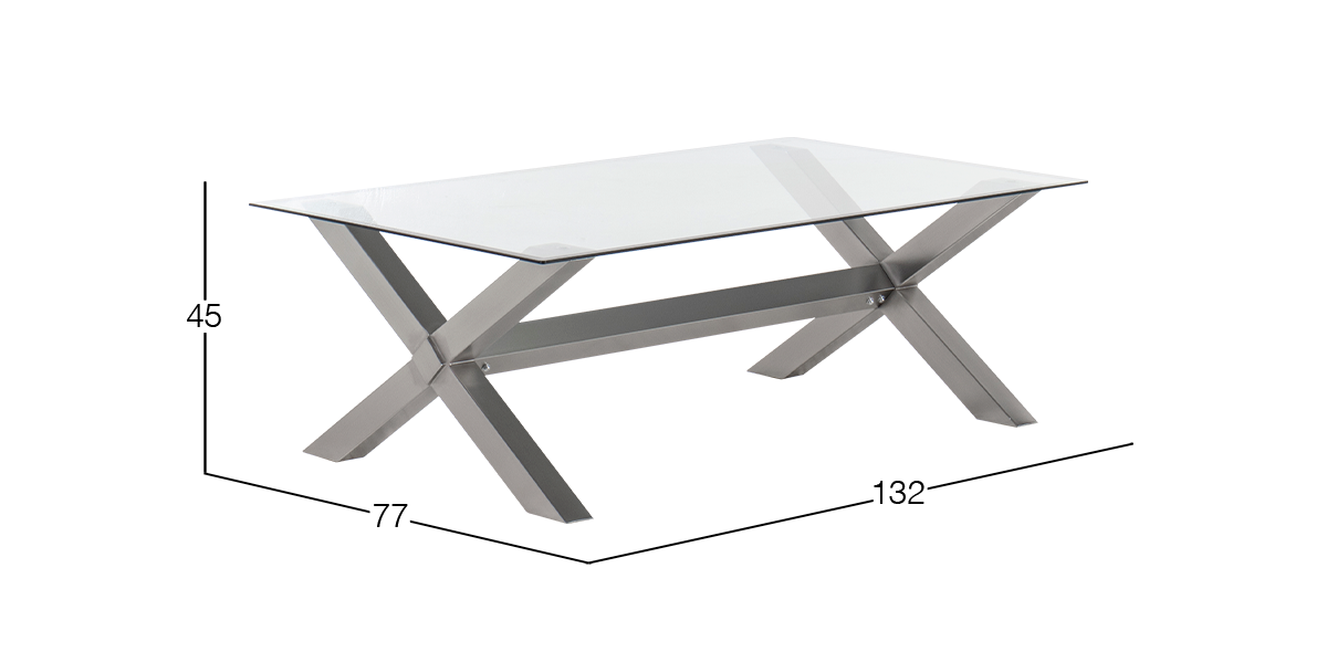 Mesa de Centro Rectangular de Cristal 132 x 77 cm New Shanghai Plata