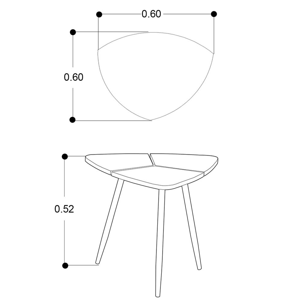 Mesa Lateral 60 X 60 Cm Triangular Amber Madera Café