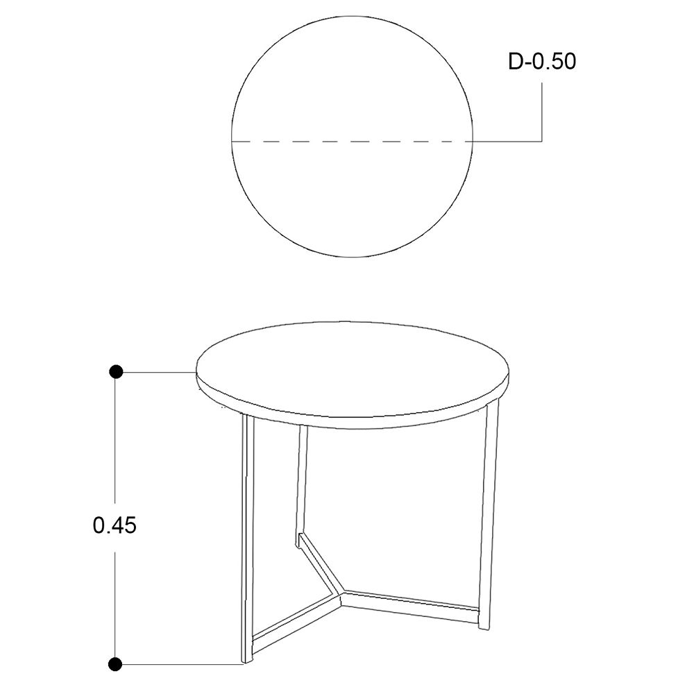 Mesa Lateral 50 X 50 Cm Redondo Praga Madera Café