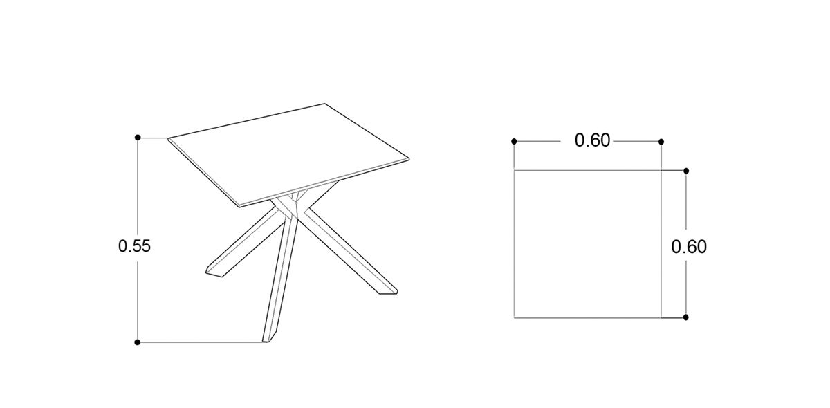 Mesa Lateral 60 X 60 Cm Cuadrada Roma Vidrio