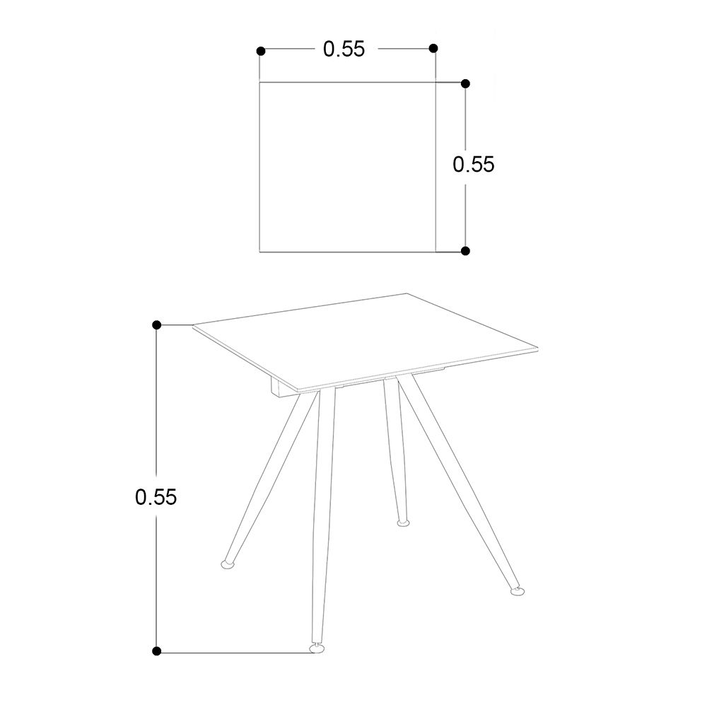 Mesa Lateral 55 X 55 Cm Cuadrada Sidney Vidrio