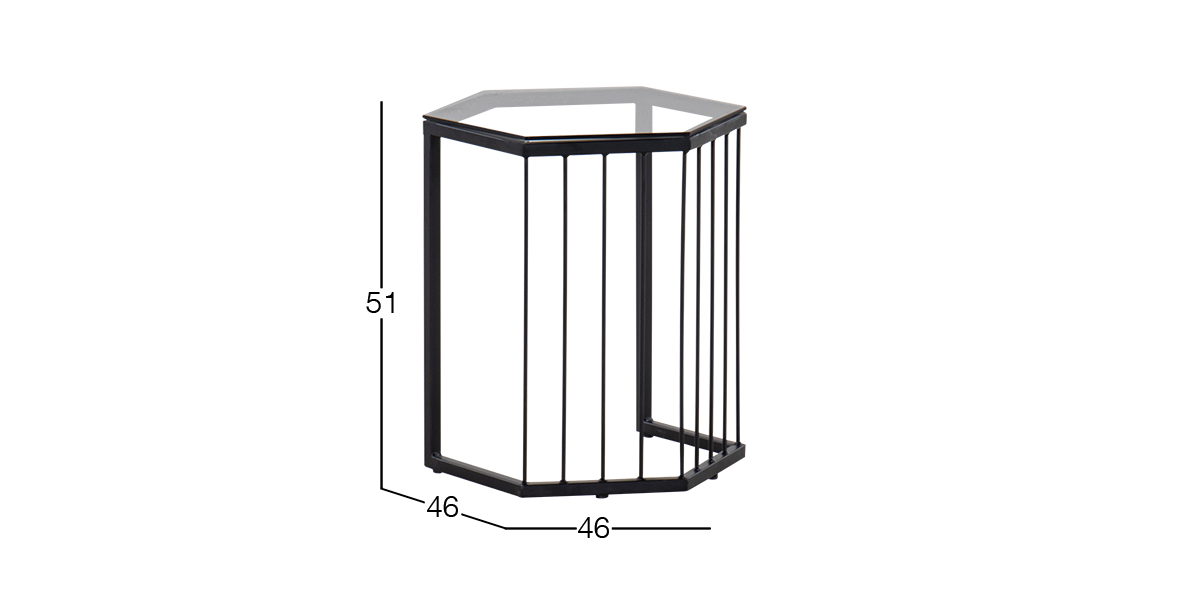 Mesa Lateral de Cristal Cien Fuegos Negro