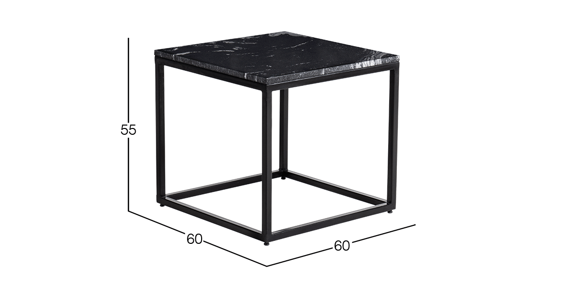 Mesa Lateral Cuadrada Stone Mármol Monterrey