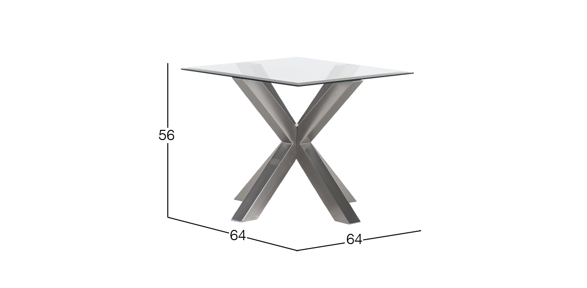 Mesa Lateral Cuadrada de Cristal 64 x 64 cm New Shanghai Plata