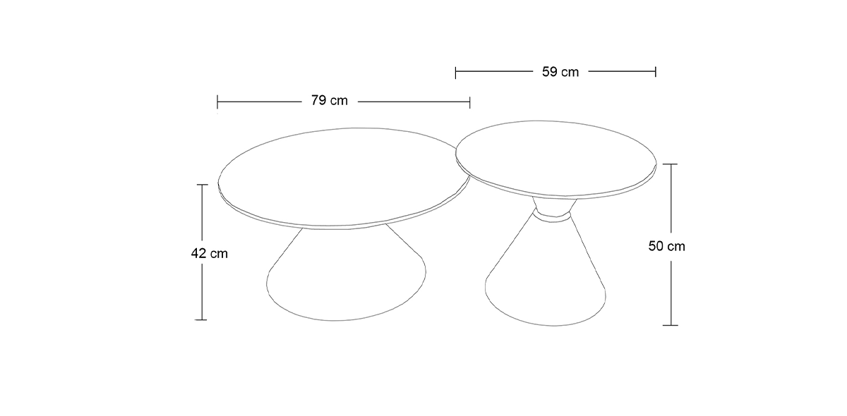 Mesa Ocasional Redonda Linet Negro 2 Piezas
