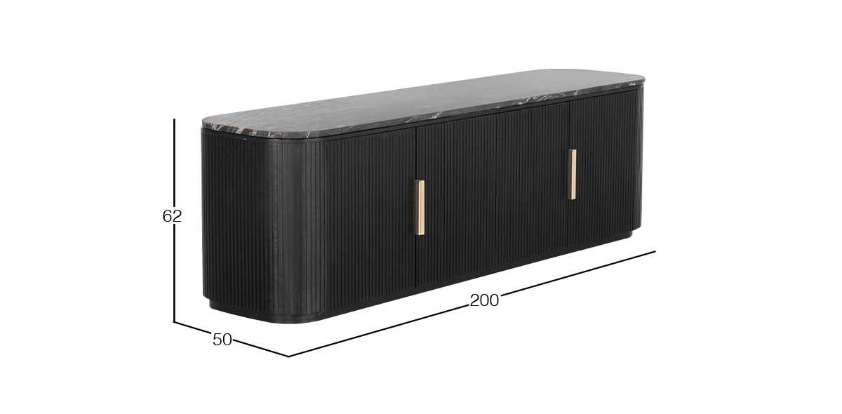 Mesa TV de Granito 200 cm Astor Negro