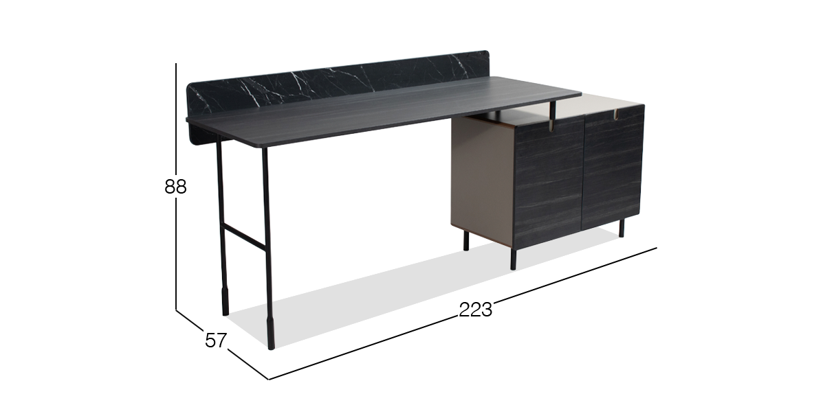 Escritorio Derecho con Puertas Vértice Oficina Negro