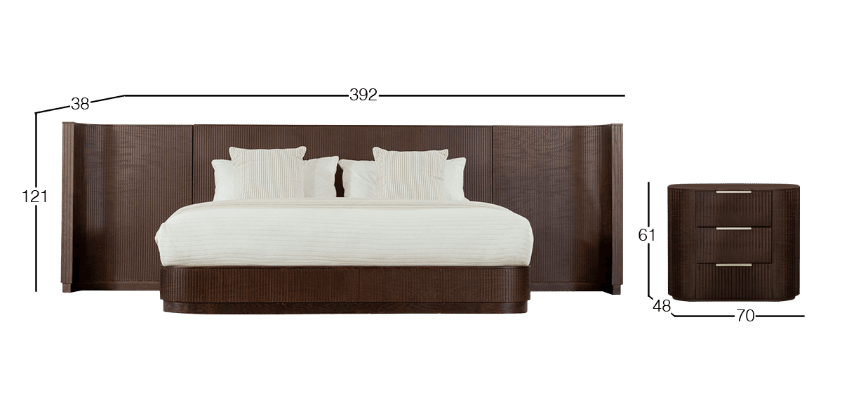 Cabecera King Size Astor Nogal con Extensión y 2 Burós