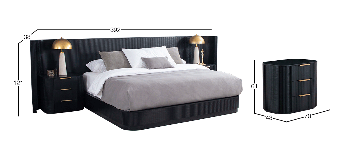 Cabecera King Size Astor Negro con Extensión