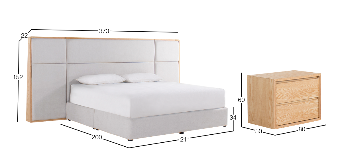 Recámara King Size con Extensión Tribeca con 2 Búros 4 Piezas