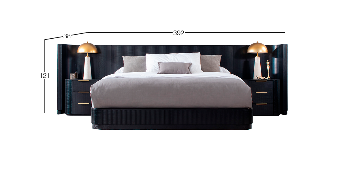 Cabecera King Size con Extensión Astor Negro