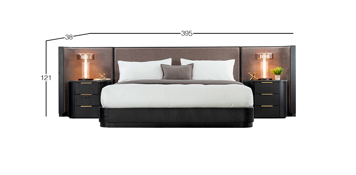 Cabecera King Size Astor Negro Tapizada