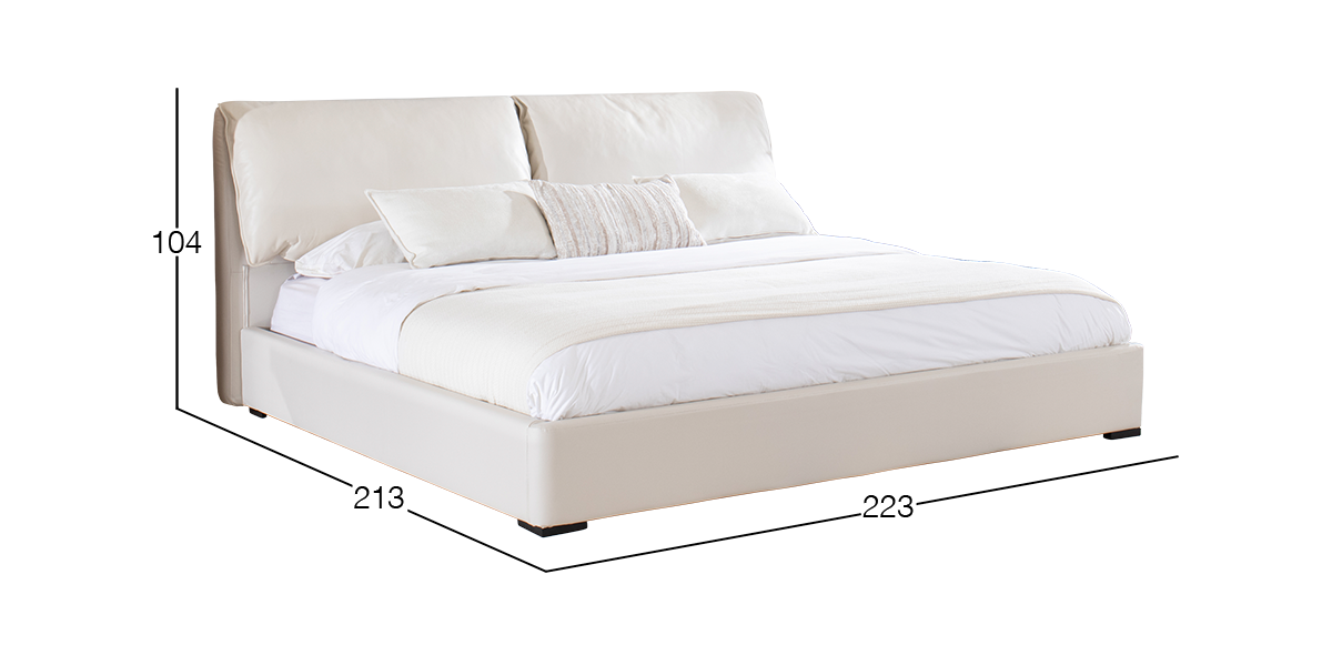 Cama King Size de Piel Murano Blanco