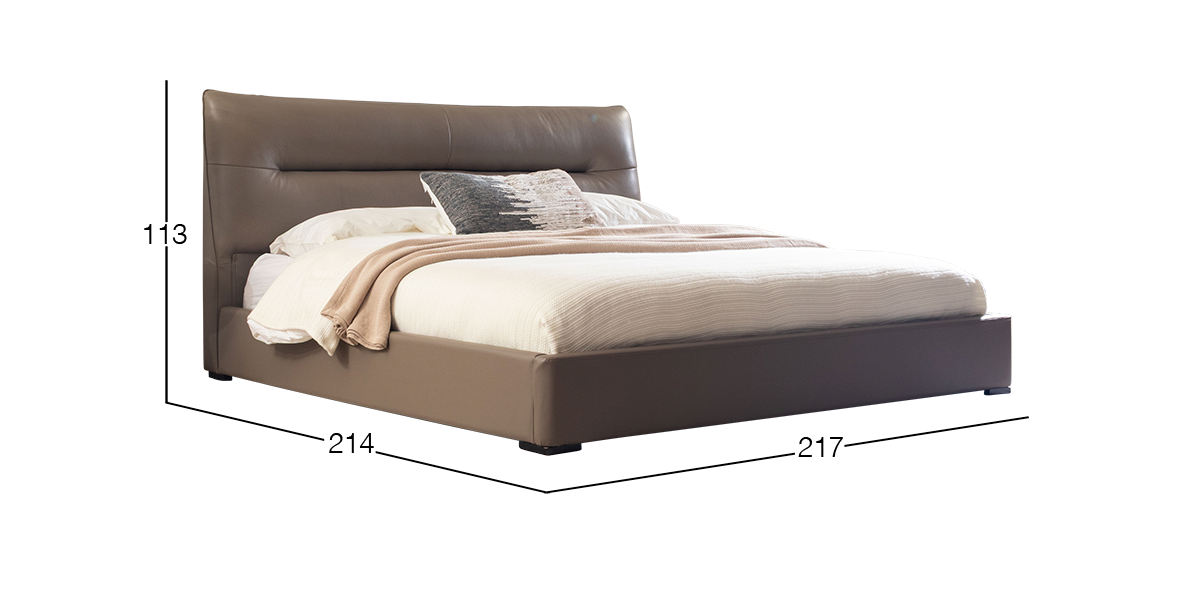 Cama King Size de Piel Keanne Gris