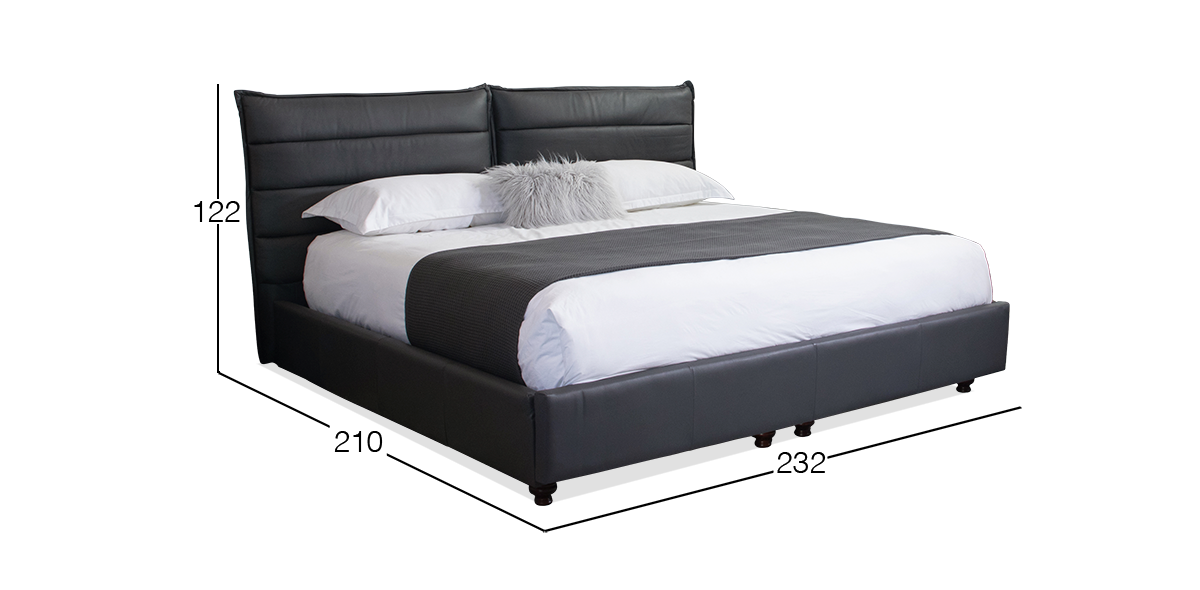 Cama King Size de Piel Shelby Gris