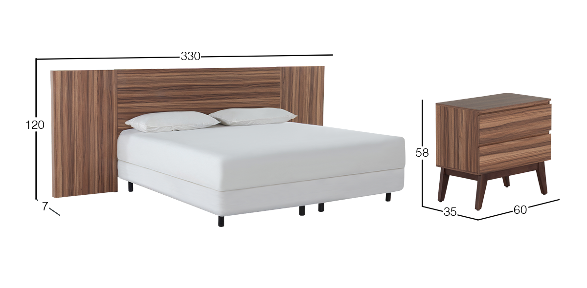 Cabecera King Size con Extensión y 2 Burós Eros 