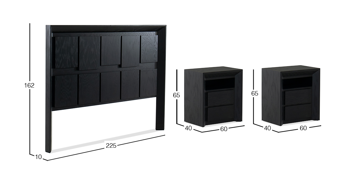 Recamara King Size Keyser Negro 3 Piezas