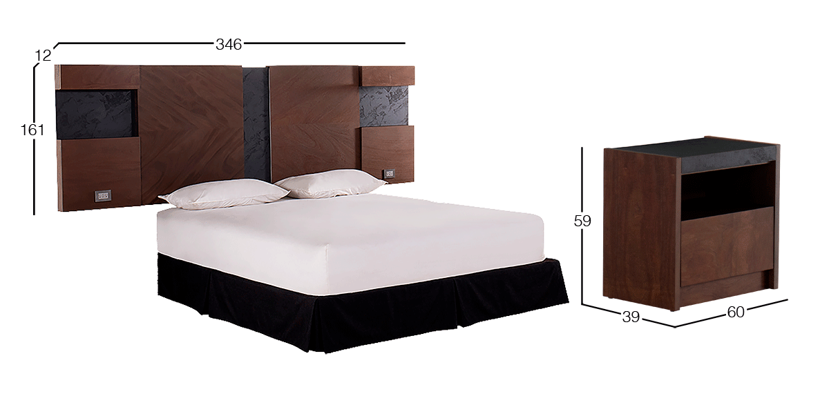 Cabecera King Size Ruzen con 2 Burós