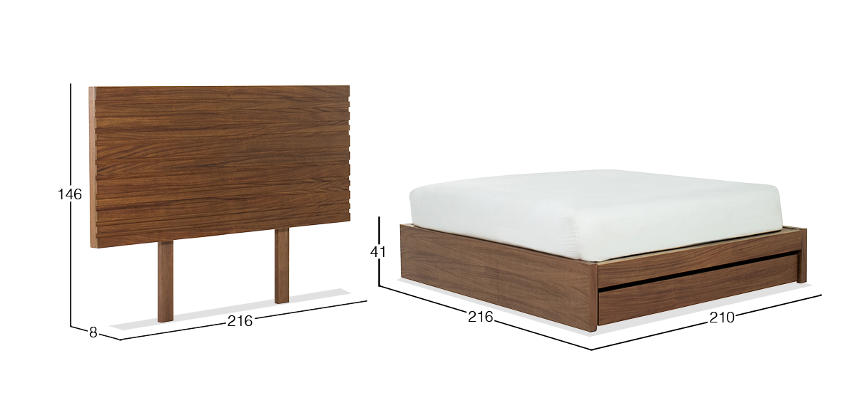 Cama King Size con Cama Baja Parota Montreal
