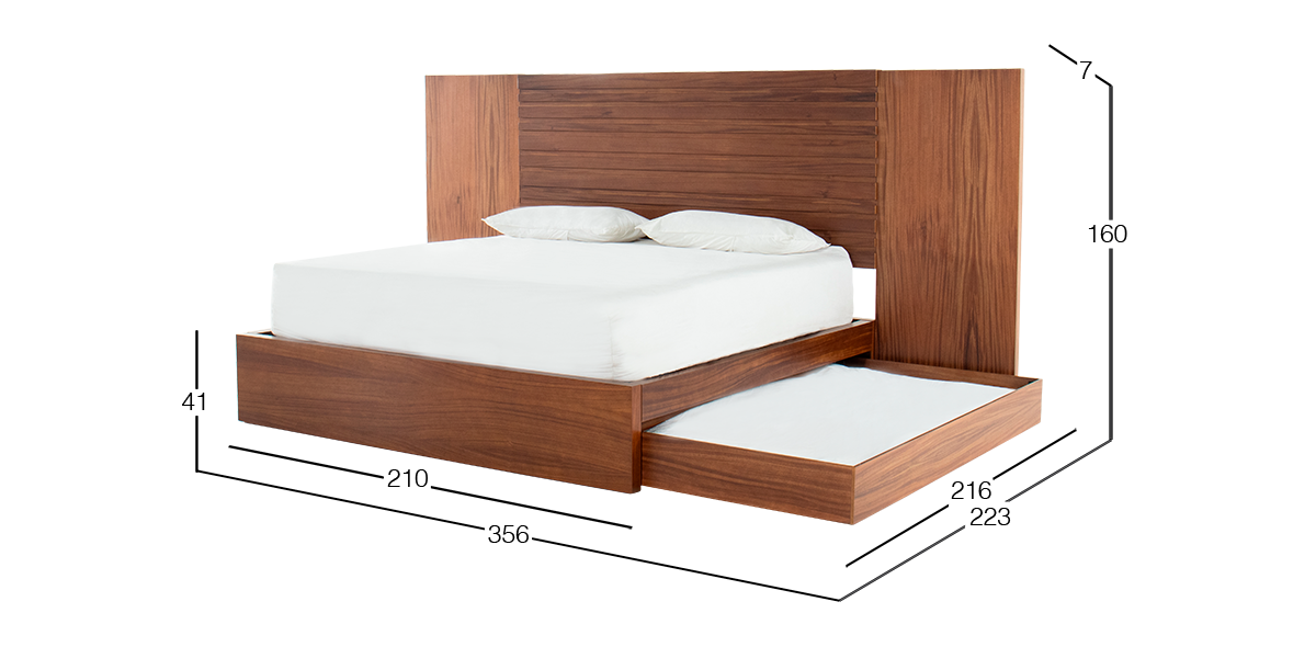 Cama King Size con Extensión Montreal Parota