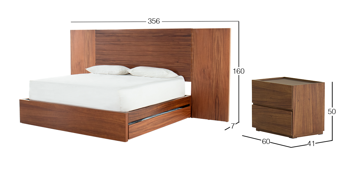 Cabecera King Size con Extensión Montreal Parota y 2 Burós 