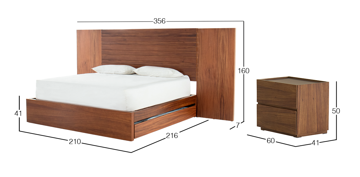 Recámara King Size con Extensión Montreal Parota