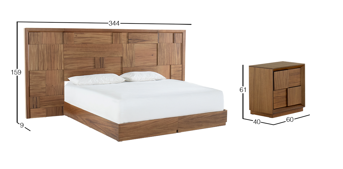 Cabecera King Size con Extensión Sigma Parota y 2 Burós 