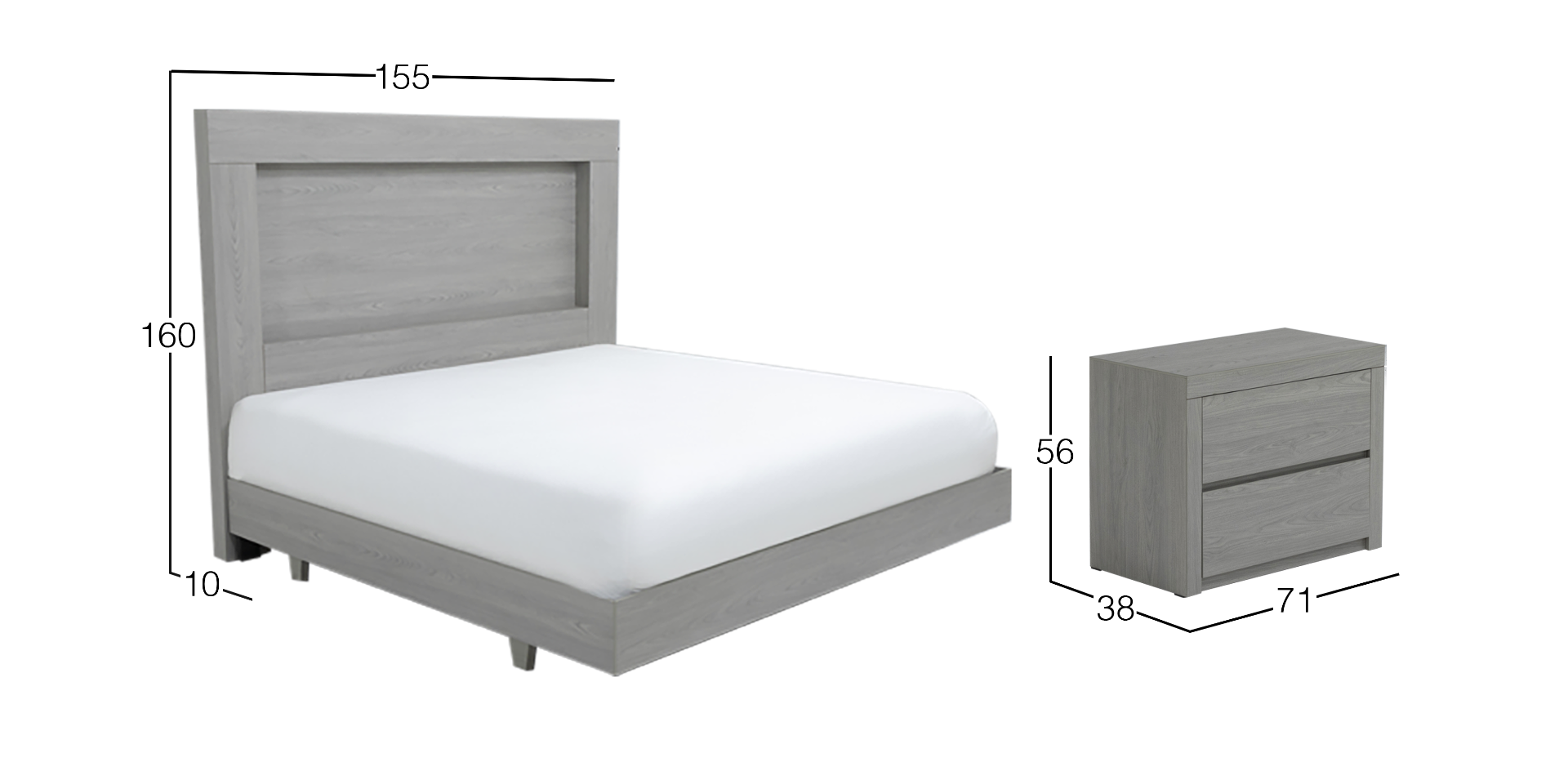 Recámara Queen Size Constanza Gris