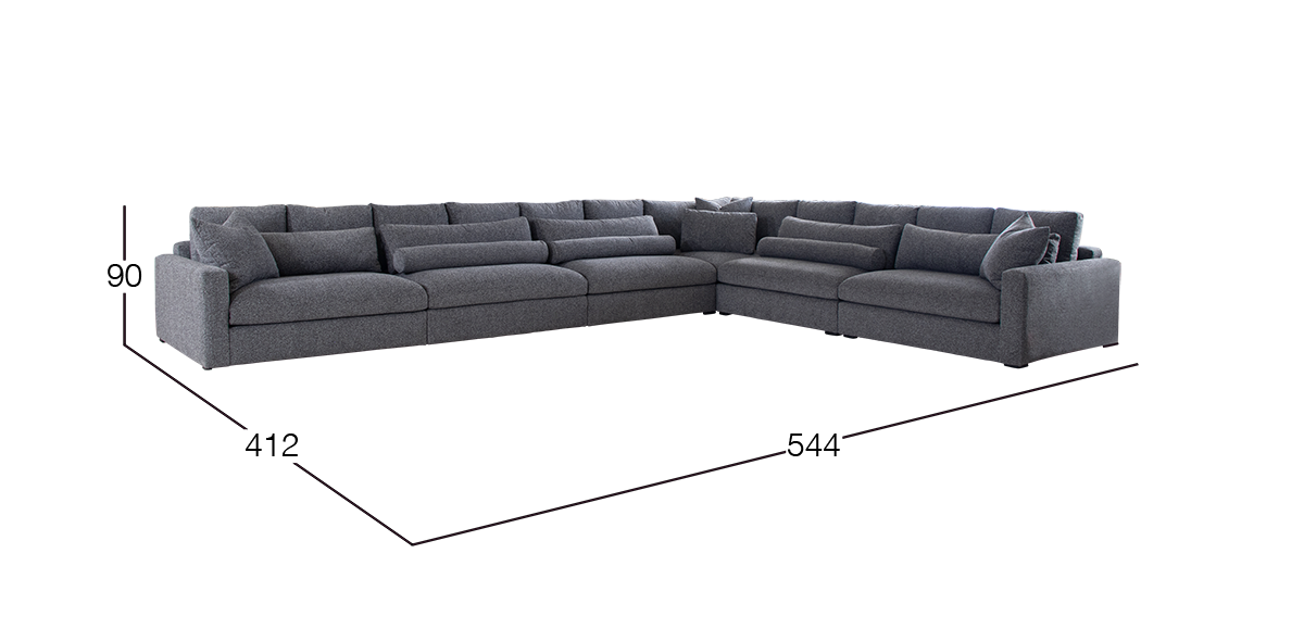 Sala en L Derecha Alexander Gris 6 Piezas