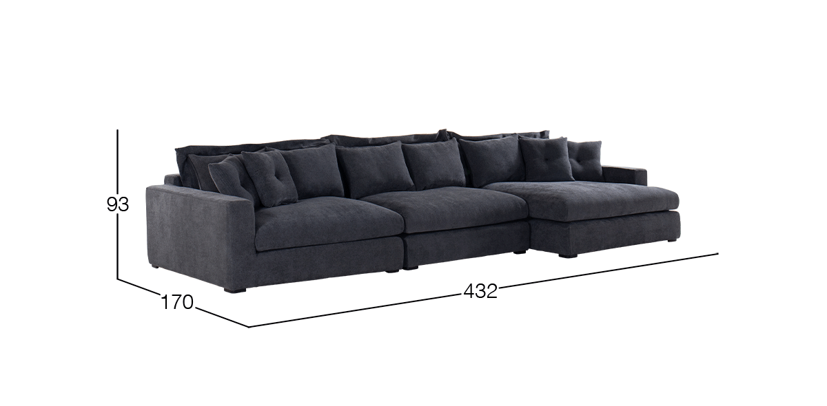 Sala en L Derecha Ashmont Gris