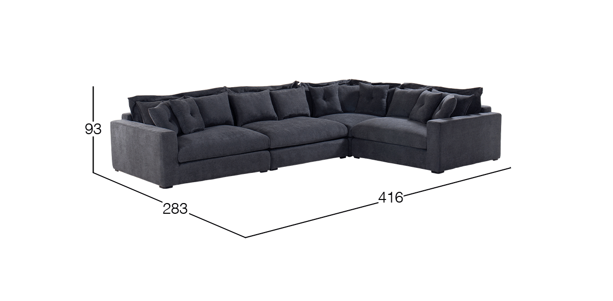 Sala Esquinera Ashmont Gris 4 Piezas