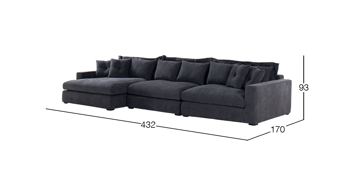 Sala en L Izquierda Ashmont Gris