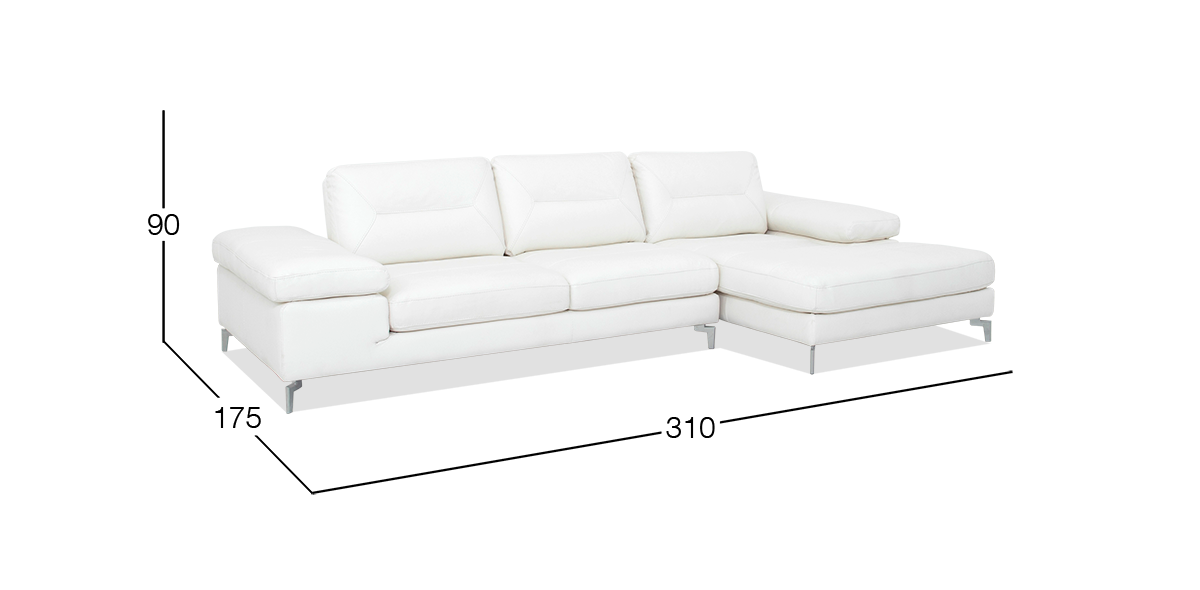 Sala en L de Piel Biccari Blanco