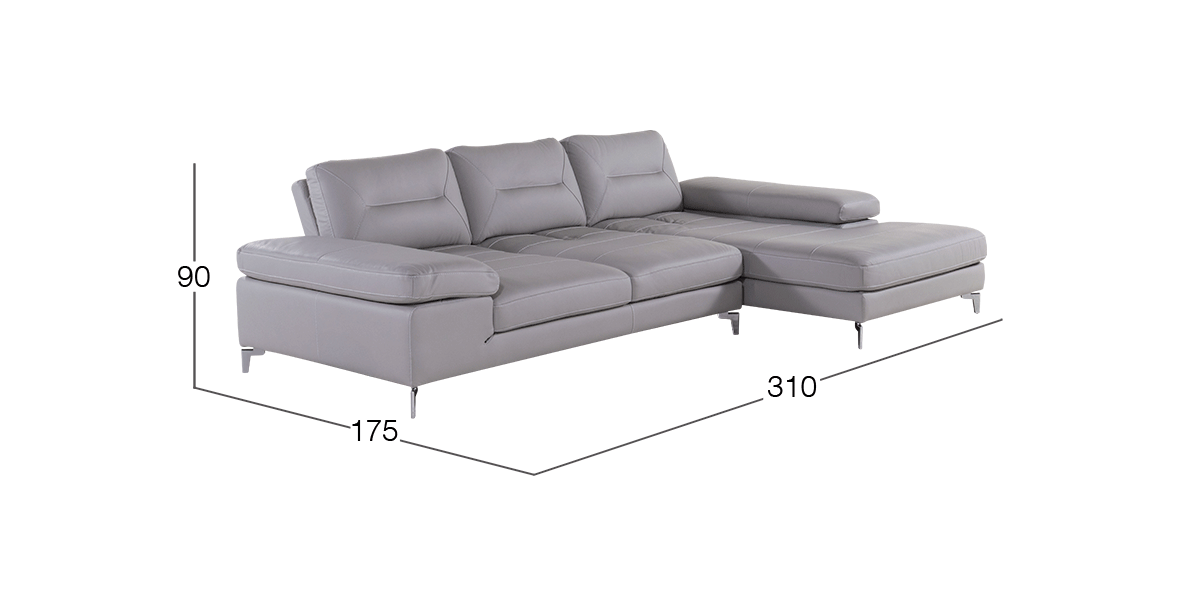 Sala en L de Piel Biccari Silver