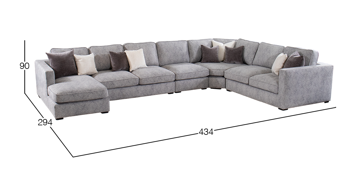 Sala Modular 5 Piezas Izquierda Bogart Gris