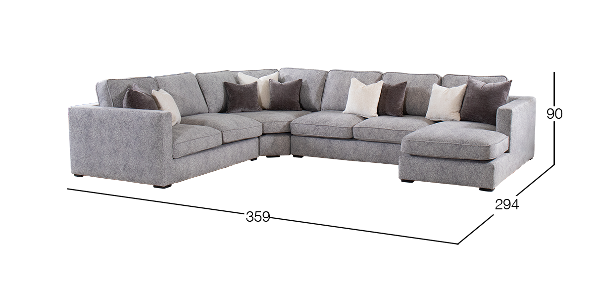 Sala Modular 4 Piezas Derecha Bogart Gris