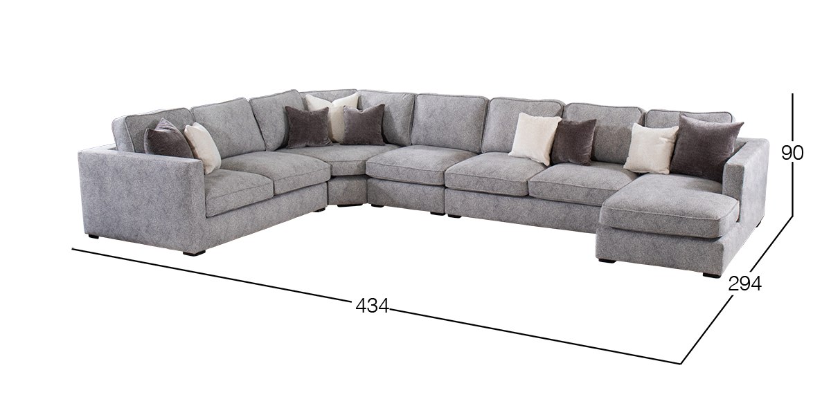 Sala Modular 5 Piezas Derecha Bogart Gris