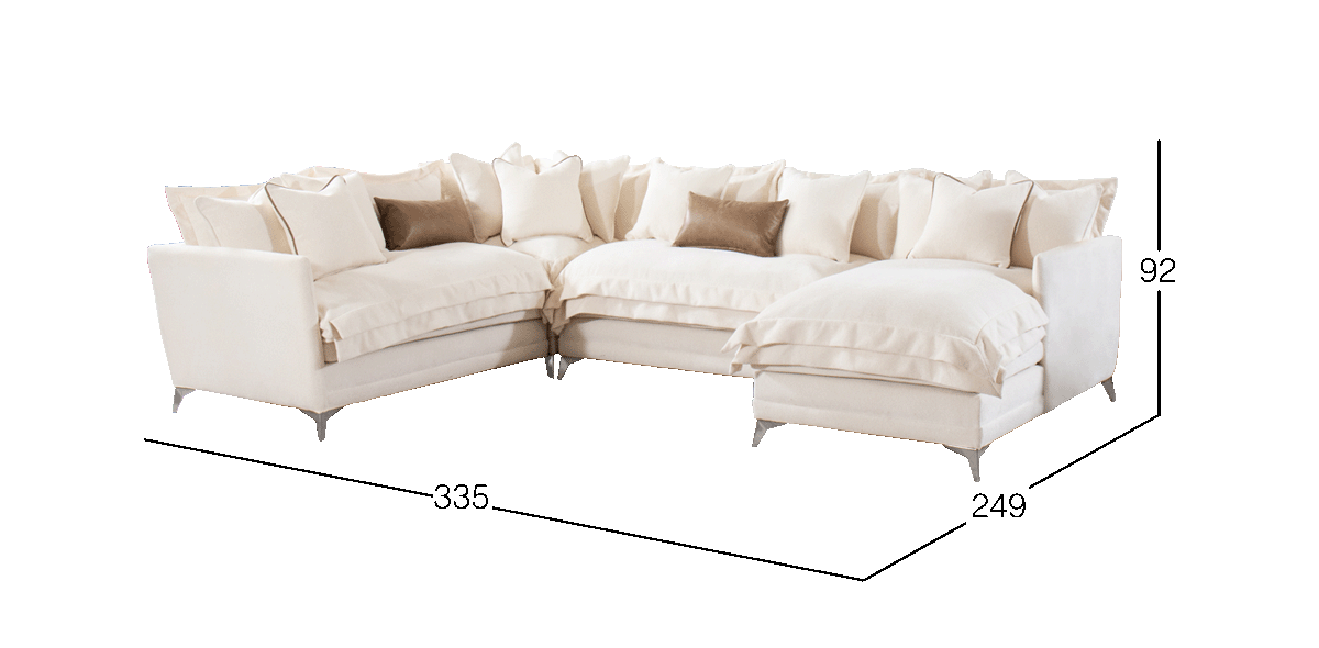 Sala Modular Derecha Daria Beige Dazzle Cream 4 Piezas 