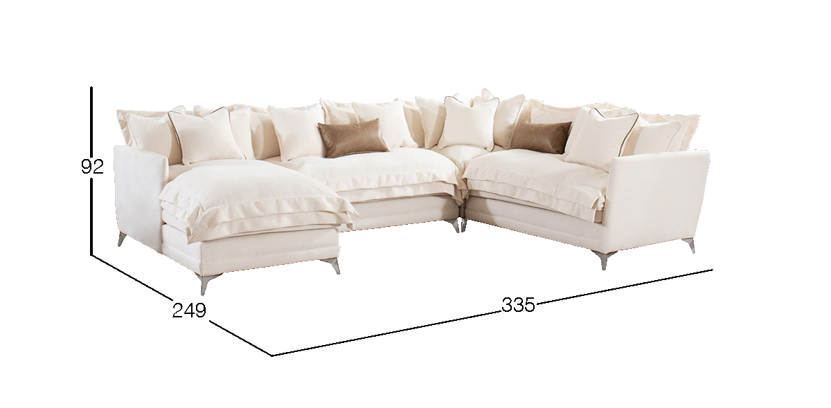 Sala Modular Izquierda Daria Beige Dazzle Cream 4 Piezas