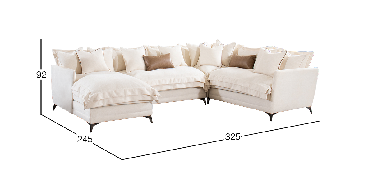 Sala Modular Izquierda Daria Beige Dazzle Cream 4 Piezas