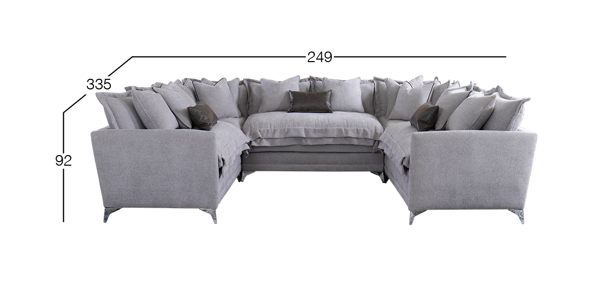 Sala Modular en U Daria Gris 5 Piezas