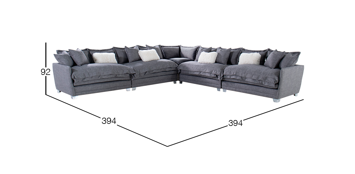 Sala Esquinera Daria Gris 5 Piezas