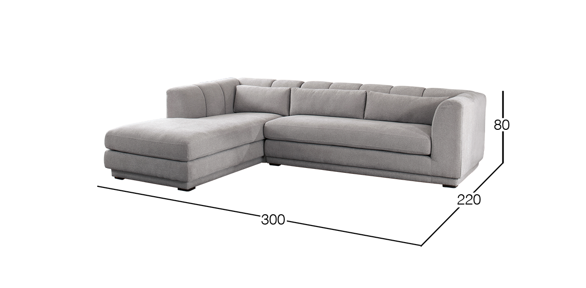 Sala en L Izquierda Davos Gris