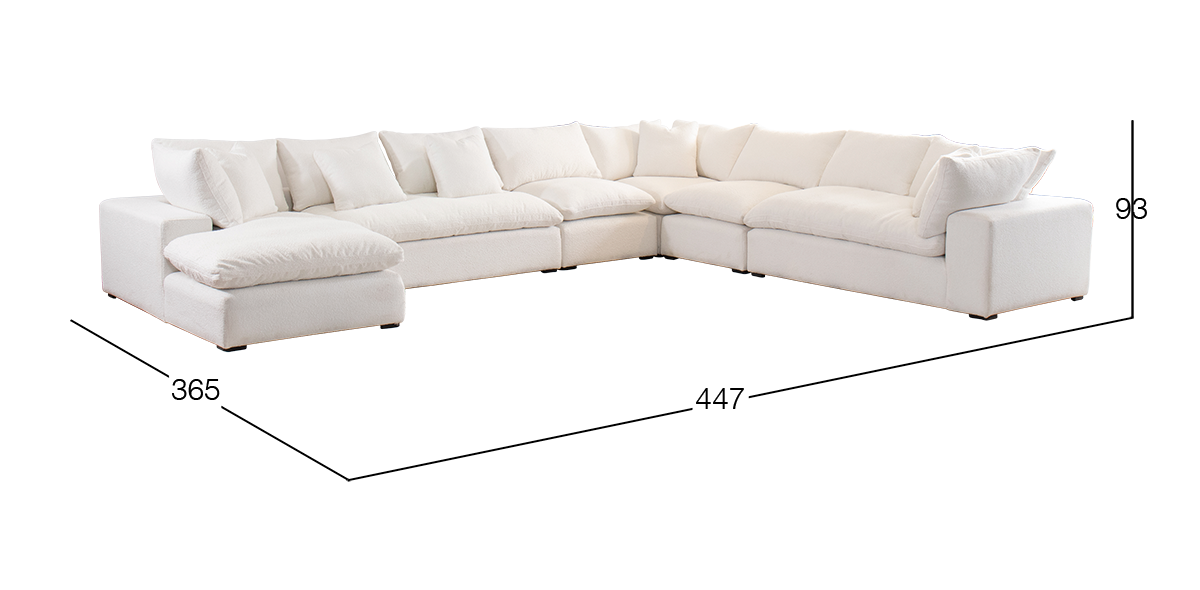 Sala Modular Izquierda Elysee Blanco 6 Piezas