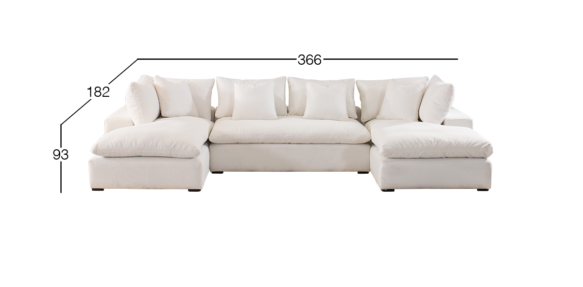 Sala Modular en U Elysee Blanco 3 Piezas