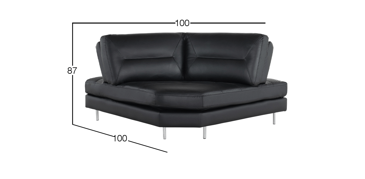Sillón Esquinero de Piel Deslizable Biccari Negro